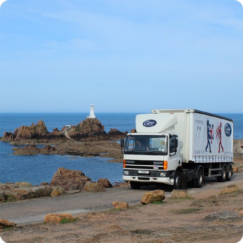 Jigsaw livery trailer at Corbiere